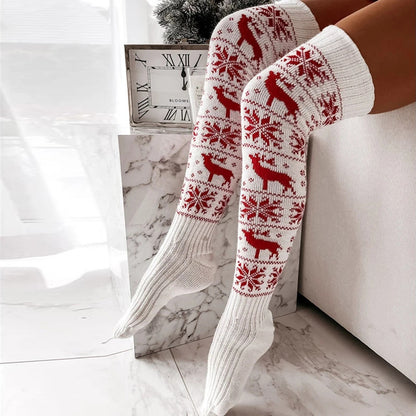 Chaussettes longues en jacquard au-dessus du genou