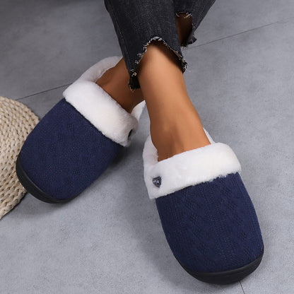 Winter Cotton Slippers Baotou Warm Flat Slippers Home Daily Soft Non-slip Bottom House Shoes Women Men Couple