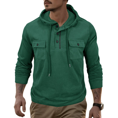 Men's Sweater Long-sleeved Sports Pocket Hooded Top