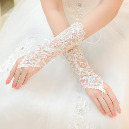 Bridal Wedding Dress Long Gloves Strappy Fingerless