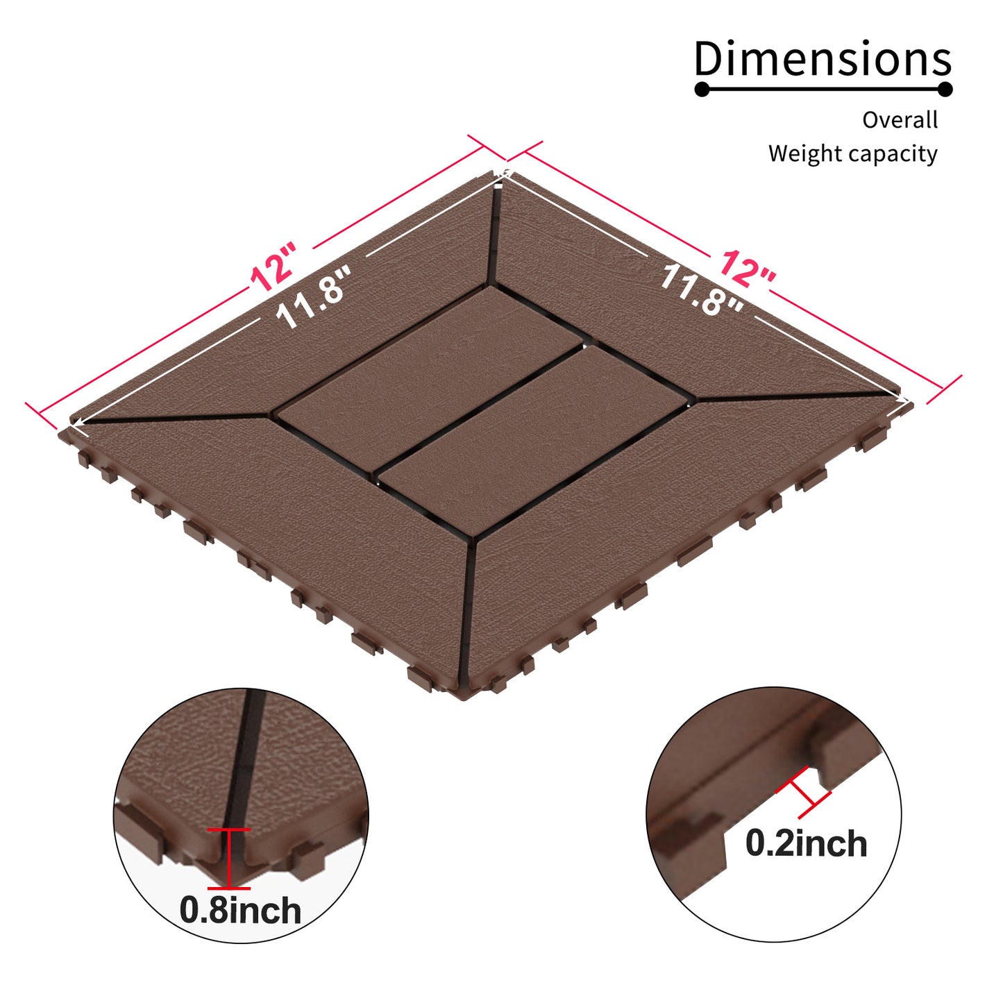 Waterproof, Wear-resistant, DIY Assembly, Garden, Courtyard, Balcony,plastic Flooring