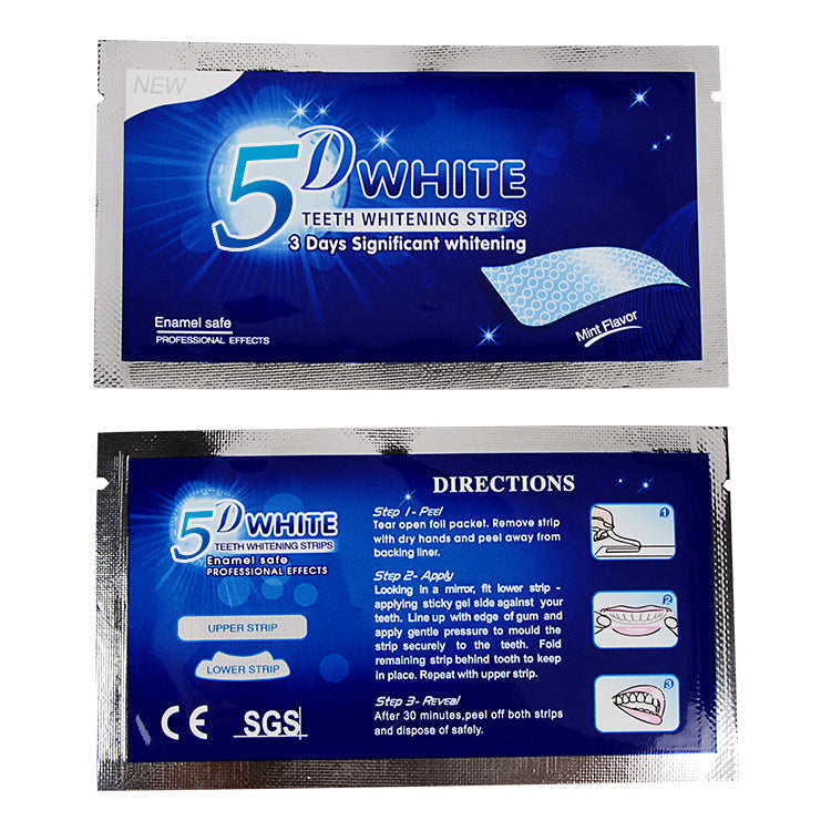 5D Gel tandblekningsremsor White Tooth Dental Kit Oral Hygiene Care Strip för löständer faner Tandläkare Seks Whiten Gel