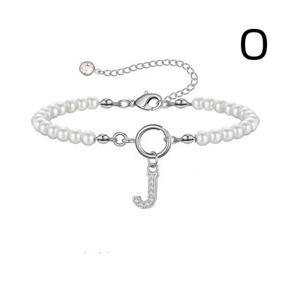2024 Nytt Mode Toggle Lock Initial Armband Kvinnor AZ Bokstav Hänge 6mm Pärlarmband För Kvinnor Smycken Gåva