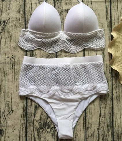 Nya badkläder enfärgade stickade sömmar AliExpress ny BIKINI baddräkt bikini baddräkt