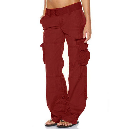 Women's Multi Pocket Casual Loose Straight Cargo Pants