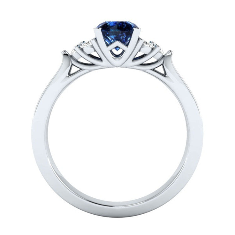 Bague de fiançailles de princesse en argent 925, saphir et zircon incrusté, plaqué à chaud, européenne et américaine, nouvelle collection