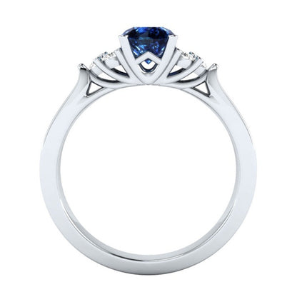 New inlaid sapphire zircon ring European and American hot-plated 925 silver princess engagement ring