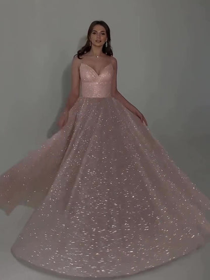 Sequined Backless Evening Dress - Elegant Design