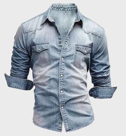 Hommes chemise marque mâle à manches longues chemises décontracté solide coupe ajustée 