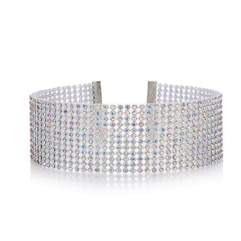 Mode Kvinnor Full Crystal strass tour de cou halsband Bröllop smycken tour de cou halsband pour kvinnor