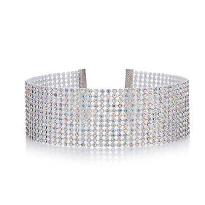 Mode Kvinnor Full Crystal strass tour de cou halsband Bröllop smycken tour de cou halsband pour kvinnor