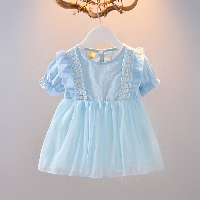 Robe de princesse d'été en coton à manches bulles pour filles, motif floral, pour petits enfants