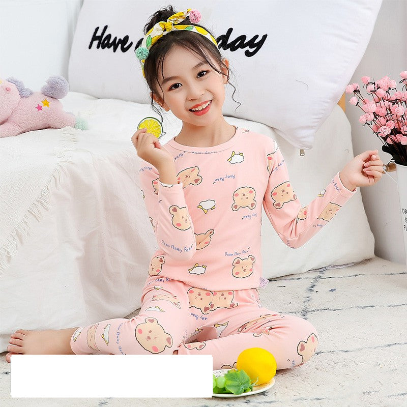 Fashion Children's Cartoon Print Thermal Underwear Set