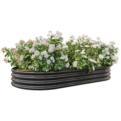 Oval metallförhöjd trädgårdsbädd