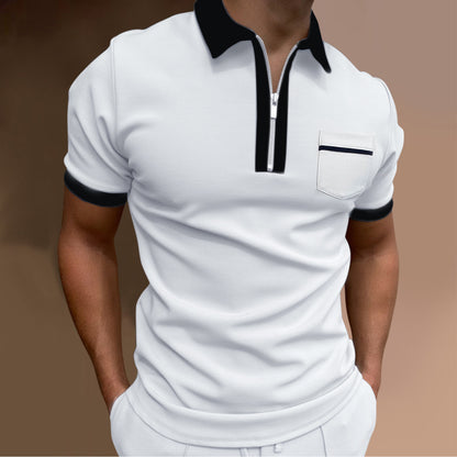 Men's Lapel Fashion Slim Pocket Men's T-Shirt POLO Shirt