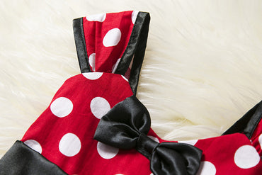 Sleeveless Vest Polka Dot Bow Princess Dress