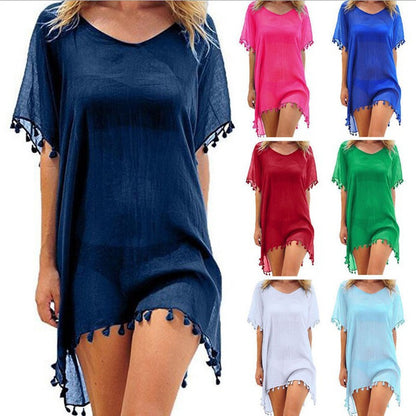 Robe ample en mousseline de soie pour femmes, tunique de plage d'été, chemise de couverture