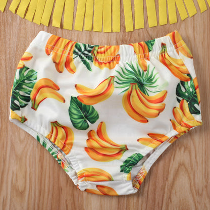 Maillot de bain à pompons imprimé banane