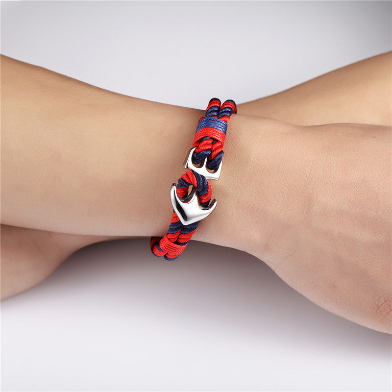 Högkvalitativa ankararmband Herr Charm Nautisk Överlevnadsrep Kedja Paracord Armband Manlig Wrap Metall Sport Krokar 