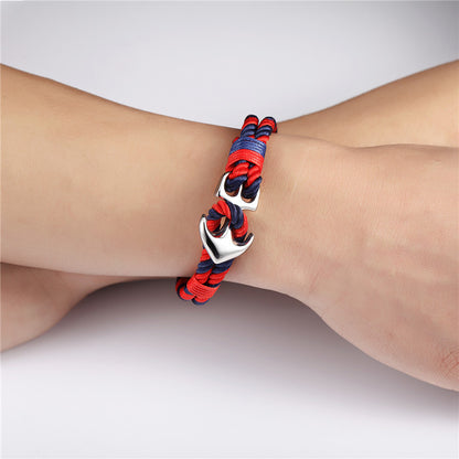 Högkvalitativa ankararmband Herr Charm Nautisk Överlevnadsrep Kedja Paracord Armband Manlig Wrap Metall Sport Krokar 