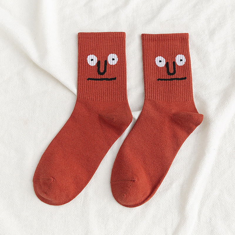 Funny expression jacquard socks