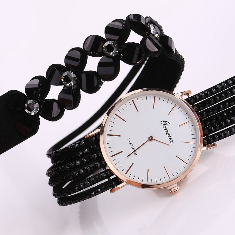 Mode genève fleurs montres femmes robe élégante Quartz Bracelet dames montre cristal diamant montre-Bracelet cadeau Reloj Mujer