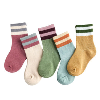 Embroidered striped baby socks cute animal baby cotton socks