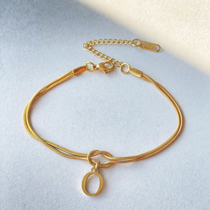 Nya bokstaven AZ kärleksknut armband för kvinnor par guldfärg läcker ormkedja berlockarmband rostfritt stål smycken present alla hjärtans dag presenter