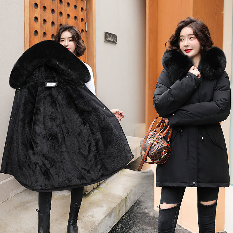 Mid-length Plus Velvet Thick Anti-season Korean Cotton Coat