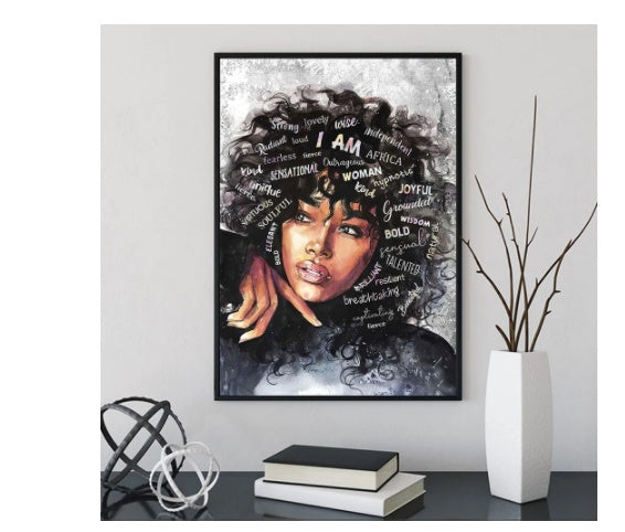 Black Woman Art Print Poster Room Home Decor Painting