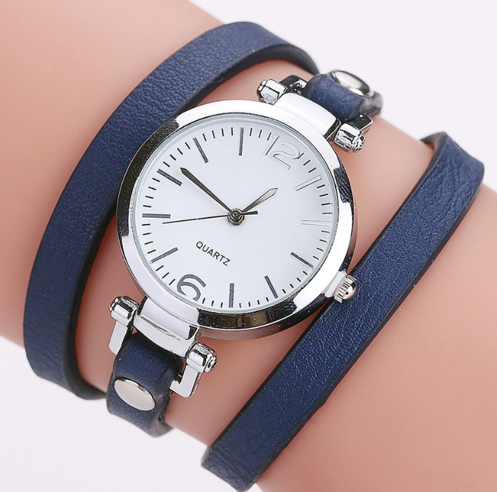 Montre-Bracelet circulaire pour femmes, bracelet en PU, alliage Simple, petit cadran, montre pour femmesM