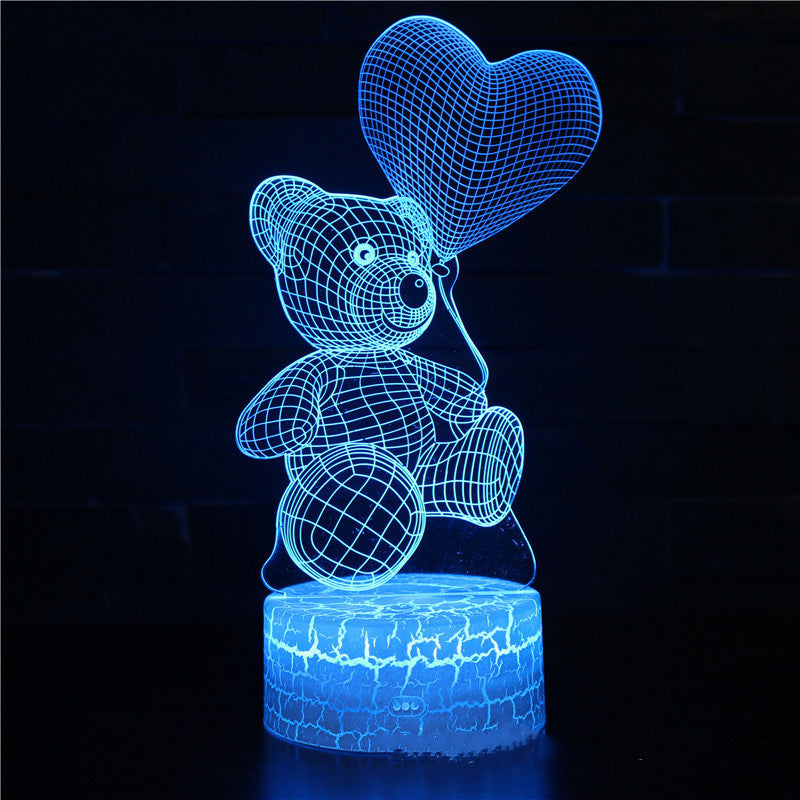 Love Bear Series 3D ljus Creative Night Light LED Visuellt Ljud