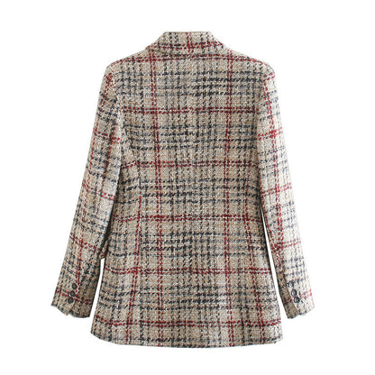 Plaid texture blazer women's clothing