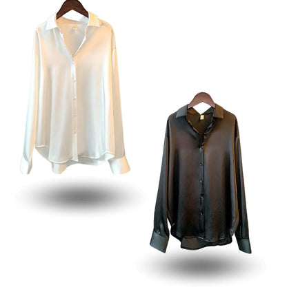 Women's Long-sleeved Satin Shirt