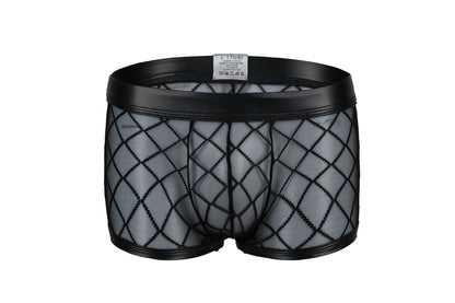 Tulle See-through Plaid Boxers For Men