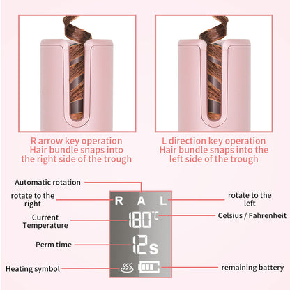 Trådlös Automatisk Curler USB LCD skärm Keramic Värme Anti-perm Curlere