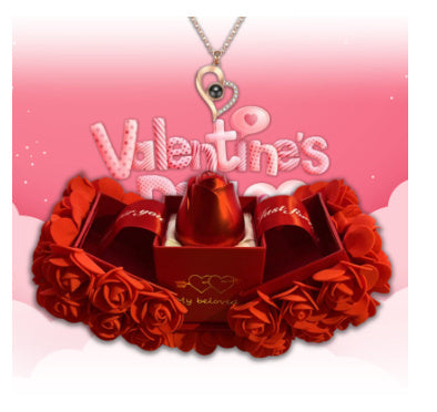 Saint Valentin Cadeau Savon Rose Coffret Cadeau Cristal Pendentif Collier Fleur Éternelle Coffret À Bijoux Cadeau D'anniversaire De Mariage Pour Petite Amie