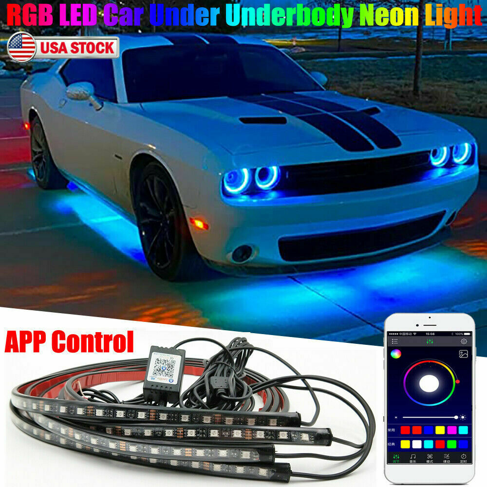 Bil Underglow Light Flexibel Strip LED Underbody Lights Fjärrkontroll APP Kontroll Bil LED Neon Light RGB Dekorativ Atmosphere Lamp