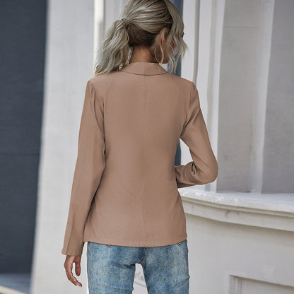 Nouveau Col en v cravate à manches longues couleur unie petit costume veste