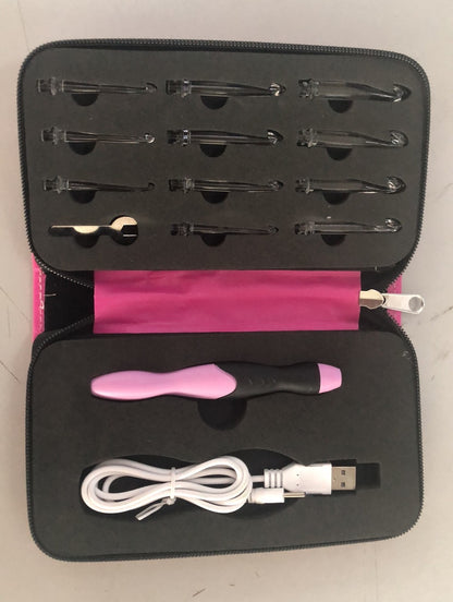 Rechargeable Light Crochet Hooks With Interchangeable Heads Knitting Needle Set