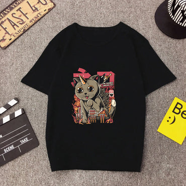 Cat anime T-shirt men