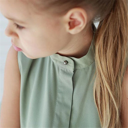 Robe simple sans manches pour petites et moyennes filles, couleur unie, à la mode