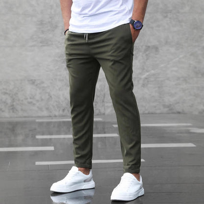 Men's Casual Drawstring Trousers With Pockets Fashion Slim Fit  Skinny Pencil Pants Clothing