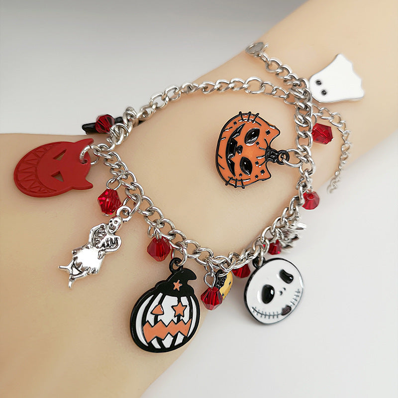 Bracelet d'Halloween avec crâne de citrouille fantôme, bijoux amusants