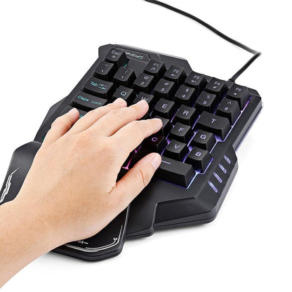 Enhands mekaniskt speltangentbord RGB bakgrundsbelyst bärbar mini-spelknappsats spelkontroll