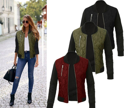 autumn and winter new solid color fashion zipped cotton jacket women jacket