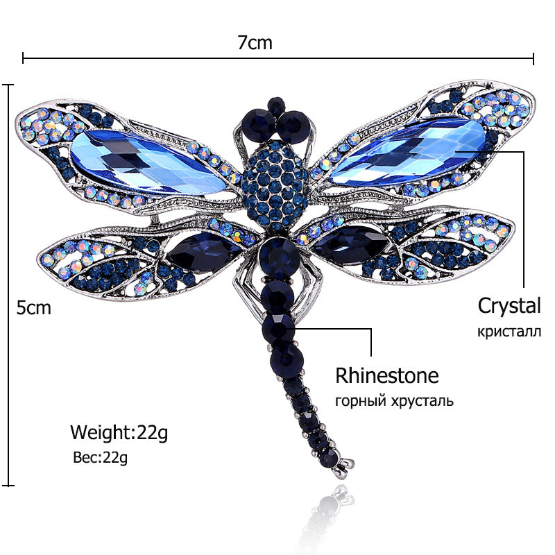 Rhinestone dragonfly brooch