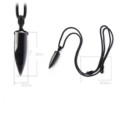 Natural Obsidian Bullet Necklace For Men And Women