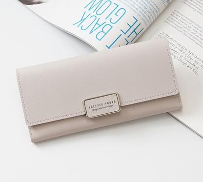 Women's wallet Korean version of the three fold long buckle clasp bag multi-card position pu leather wallet factory direct one generation