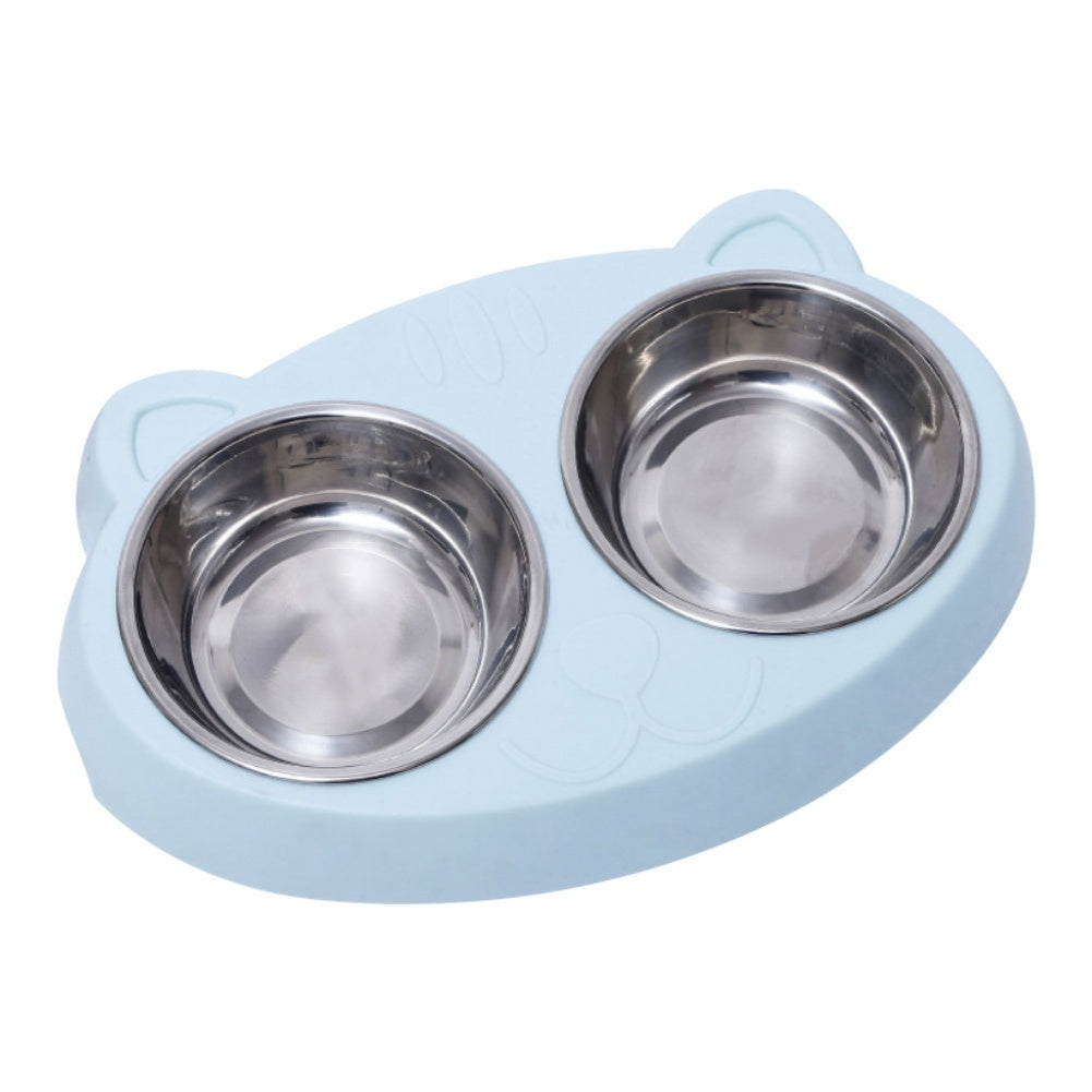 Gamelles pour Chiens Doubles Bols d'eau et de Nourriture pour Chiens Bols en Acier Inoxydable avec Station de résine antidérapante, Bols d'alimentation pour Animaux de Compagnie pour Chiot Chiens de Taille Moyenne Chats